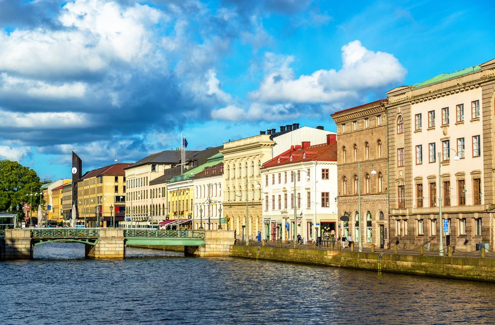 Canal in the historic centre of gothenburg sweden 497261263